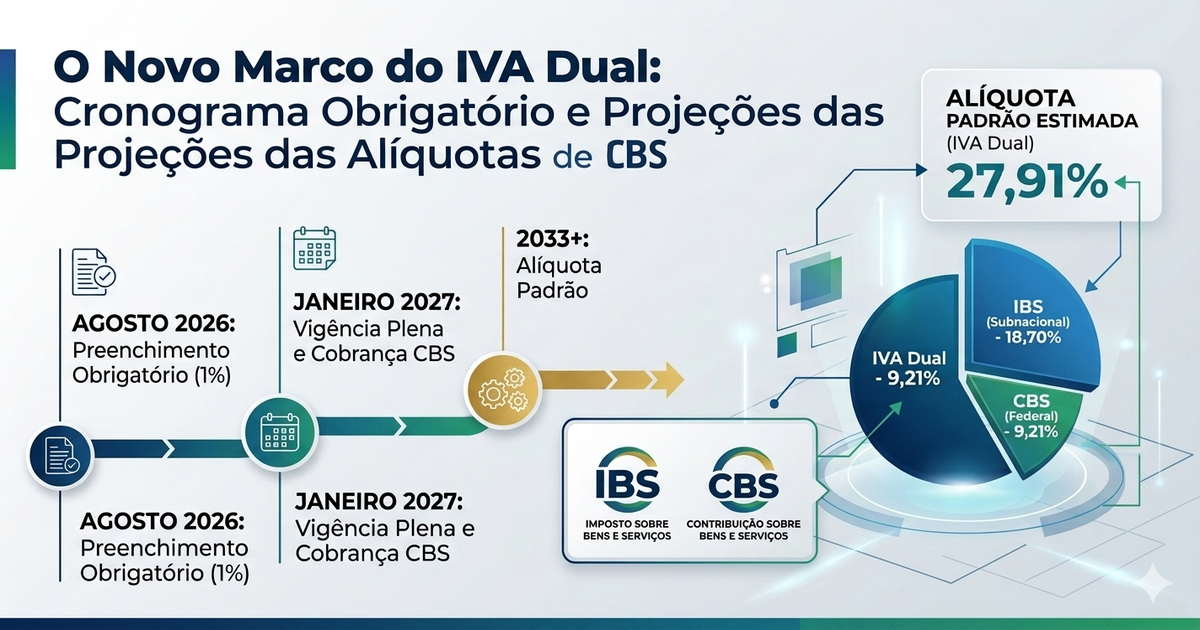 O Novo Marco do IVA Dual: Cronograma Obrigatório e Projeções das Alíquotas de IBS e CBS